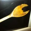 wooden spoon chewed up by dog